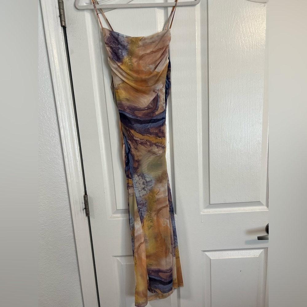 Multicolor neutral tank slip midi dress for formal or casual wear